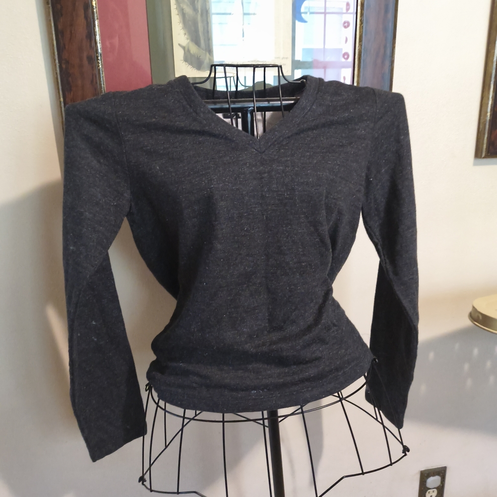 Vintage y2k Rusty skater surfer grey metallic v-neck sweater sweatshirt